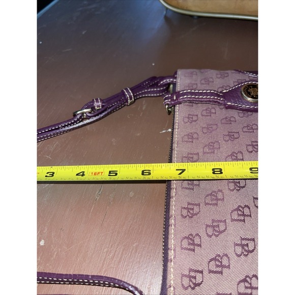 Dooney & Bourke Vtg Slim Small Red Canvas Monogram  Bag w/ Leather Trim - Picture 10 of 10